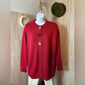 Nouveau Button Up Red Cardigan
